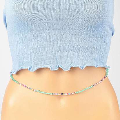 Cuentas de cintura de joyería de verano, cadena para el cuerpo con cuentas de semillas de vidrio, joyas de bikini para mujer niña