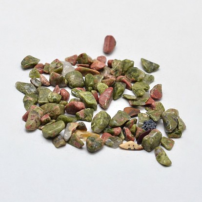 Natural Unakite Chip Beads, No Hole/Undrilled, 2~8x2~4mm, about 8500pcs/500g
