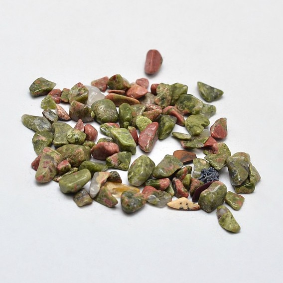 Perles de puce naturelles unakite, pas de trous / non percés, 2~8x2~4 mm, environ 8500 pcs / 500 g