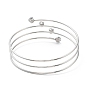 304 Stainless Steel Triple Loops Wire Wrap Bangle, Clear Cubic Zirconia Cuff Bangle