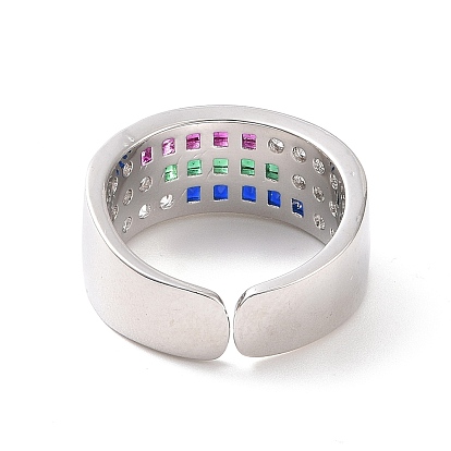 Красочное кольцо-манжета с тройной линией кубического циркония, украшения из латуни для женщин