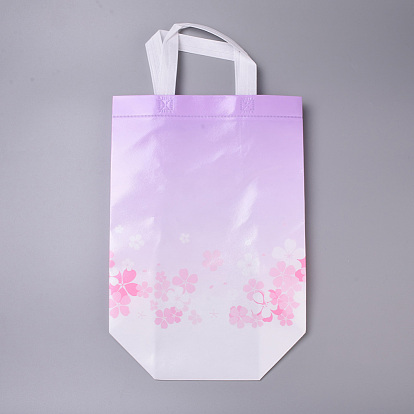 Impresión laminada brillante bolsas ecológicas reutilizables, bolsas de compras de tela no tejida, manejar color aleatorio