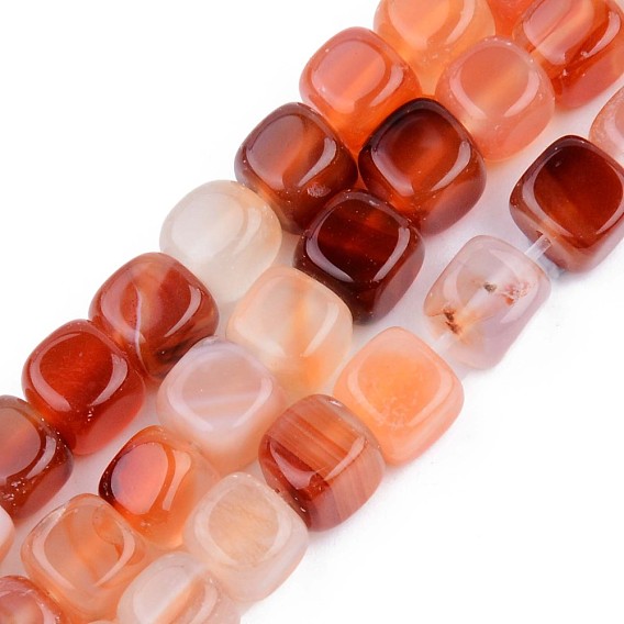 Perles naturelles cornaline brins, teint, carrée