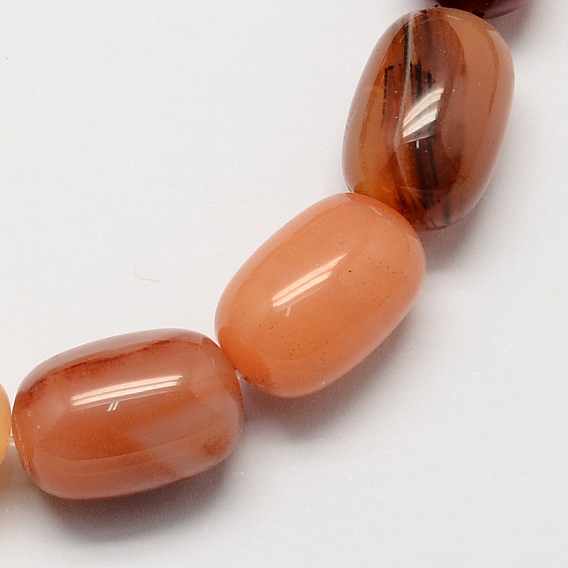 Le baril de pierres précieuses en forme de teint naturelles agate rouge perles de pierre brins, 15x10mm, Trou: 1mm, Environ 25 pcs/chapelet, 15.3 pouce