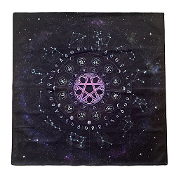 Velvet Altar Mats, Starry Sky Pad for Divination, 12 Constellations Tablecloth, Tarot Card Cloth