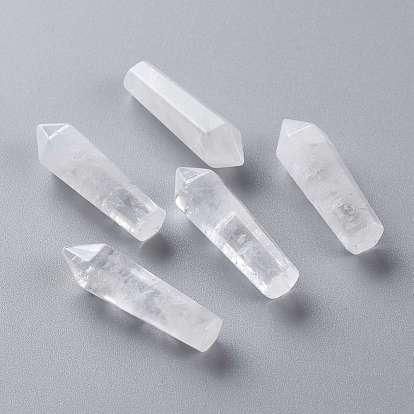 Perles de cristal de quartz naturel, cristal de roche, pierres de guérison, baguette magique de thérapie de méditation d'équilibrage d'énergie de reiki, pas de trous / non percés, prismes hexagonaux
