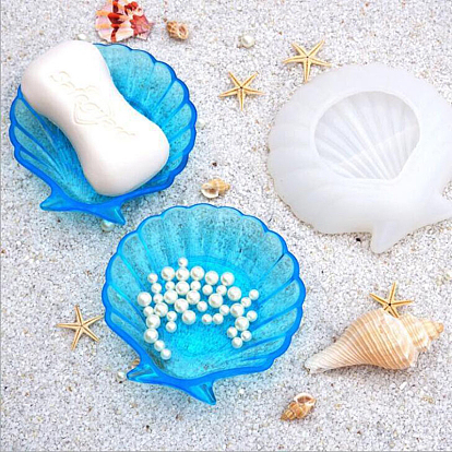 DIY Shell/Bear/Flower Shape Jewelry Plate Silicone Molds, Storage Molds, Resin Casting Molds, for UV Resin, Epoxy Resin Craft Making