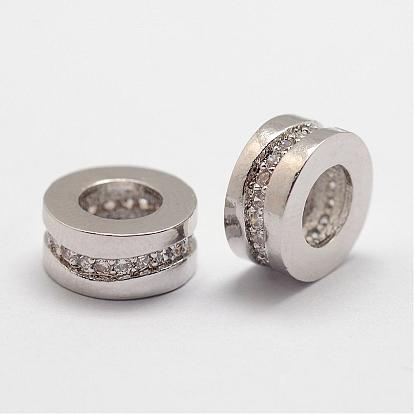 Micro en laiton pavent des perles cubes de zircone, colonne, Perles avec un grand trou   , sans plomb et sans nickel