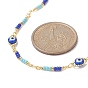 Brass Evil Eye & Glass Beaded Chain Necklace