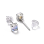 925 стерлингового серебра серьги стержня, Полукруглые изящные серьги из синтетического лунного камня для девочек и женщин