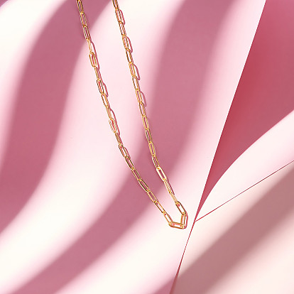 SHEGRACE Brass Paperclip Chain Necklaces, with Lobster Claw Clasps