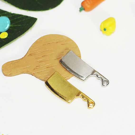Mini Alloy Cleaver Knife Shape, Chinese Chef's Knife-Shaped, for Dollhouse Accessories Pretending Prop Decorations