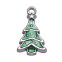 Alloy Enamel Pendants, Lead Free and Cadmium Free, Christmas Tree, Platinum Color
