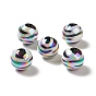 UV Plating Opaque Rainbow Iridescent Acrylic Beads, Round