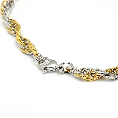 Fashionable 304 Stainless Steel Rope Chain Necklaces, with Lobster Claw Clasps, 21 inch~22 inch(533~558mm)x6mm