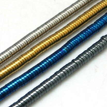 Non-magnétiques perles d'hématite synthétique brins, perles heishi, disque / plat rond, 4x1mm, Trou: 1mm, 15.7 pouce