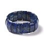 Pulsera elástica con cuentas rectangulares de lapislázuli natural, joyas de piedras preciosas para mujeres
