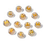 Luminous Acrylic Beads, Glow in the Dark, Metal Enlaced, Horizontal Hole, Flat Round with  Mixed Letter