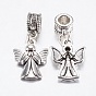 Tibetan Style Alloy European Dangle Charms, Large Hole Pendants, Angel