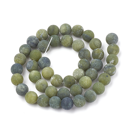 Natural Xinyi Jade/Chinese Southern Jade Beads Strands, Frosted, Round