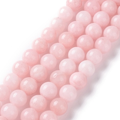 Natural White Jade Imitation Pink Opal Beads Strands, Round, Dyed