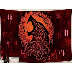 Polyester-Wikinger-Wolf-Wandbehang, Rechteckiger Meditations-Runen-Wandteppich für die Dekoration von Schlafzimmer und Wohnzimmer