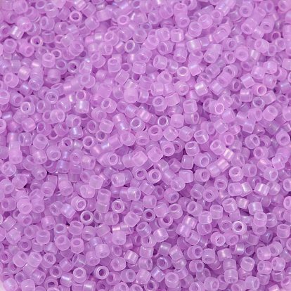 Cylinder Seed Beads, Frosted AB Colors, Round Hole, Uniform Size