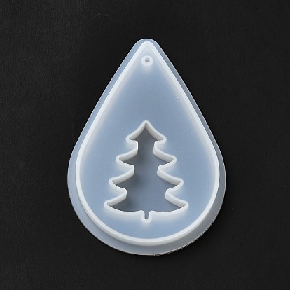DIY Christmas Tree Pendant Silicone Molds, Resin Casting Molds, for UV Resin & Epoxy Resin Pendant Making, Teardrop