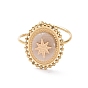 Anillo ovalado de piedras preciosas naturales con estrella abierta, real 24 k chapado en oro 304 joyas de acero inoxidable para mujer
