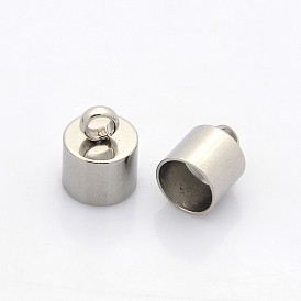304 Stainless Steel Cord Ends, End Caps, 13x9mm, Hole: 3mm, Inner Diameter: 8mm