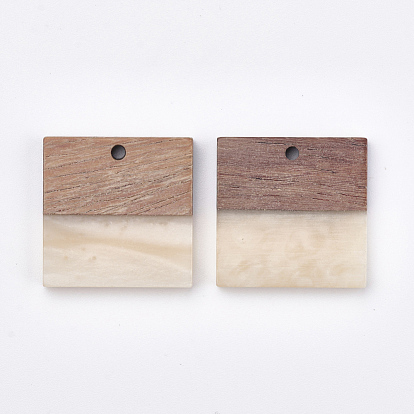 Resin & Walnut Wood Pendants, Square