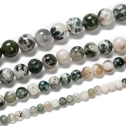 Naturelles arbres agate perles brins, ronde