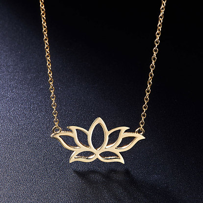 SHEGRACE Vogue Design 925 Sterling Silver Pendant Necklace, Real 18K Gold Plated, with Lotus Flower Pendant(Chain Extenders Random Style)