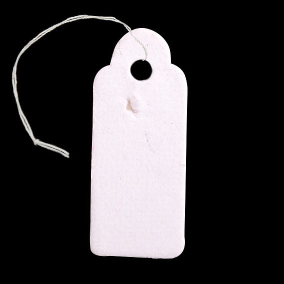 Rectangle Blank Hang tag, Jewelry Display Paper Price Tags, with Cotton Cord, 22x9x0.1mm, Hole: 2mm, 500pcs/bag