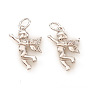 Brass Micro Pave Cubic Zirconia Charms, with Jump Rings, Angel