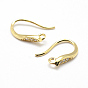 Brass Micro Pave Cubic Zirconia Earring Hooks, with Horizontal Loop, Lead Free & Nickel Free & Cadmium Free