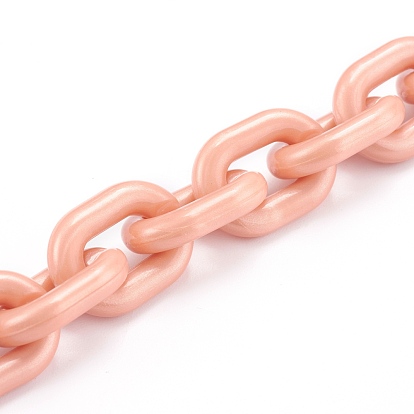 Handmade Opaque Acrylic Cable Chains, Round Ring