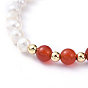 Bracelets en perles naturelles et pierres précieuses naturelles, avec rallonge de chaîne en fer, 304 fermoirs à pince de homard en acier inoxydable et perles en laiton