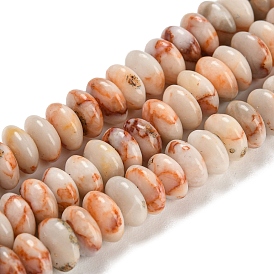 Brins de perles de netstone rouge naturel, perles de soucoupe, rondelle
