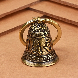 Brass Six-character Mantra Bell Pendant Keychain, for Car Key Bag Ornaments