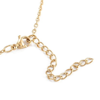 Vacuum Plating 304 Stainless Steel Flat Round Link Chain Necklaces, with Lobster Claw Clasps, Textured