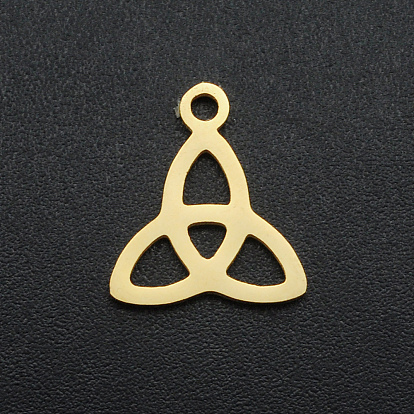 Ion Plating(IP) 201 Stainless Steel Charms, Laser Cut, Trinity Knot