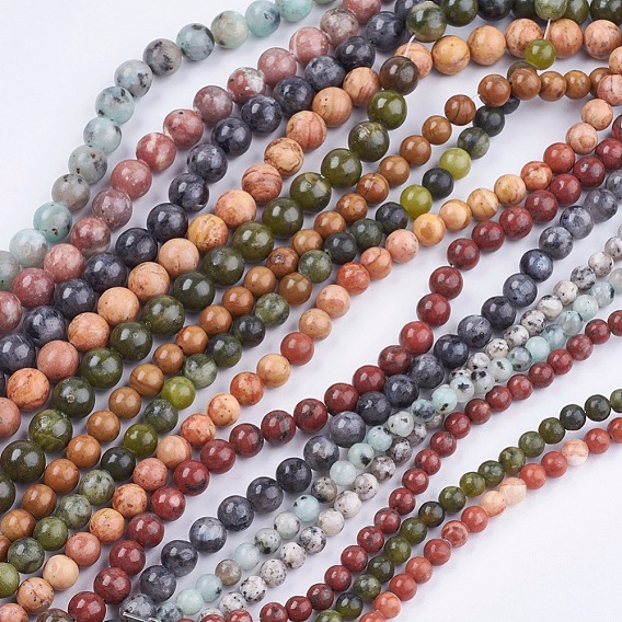 Natural Mixed Genmstone Beads Strands, Round