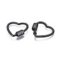 Brass Micro Pave Clear Cubic Zirconia Screw Carabiner Lock Charms, for Keychain Making, Heart