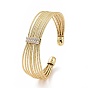 Clear Cubic Zirconia Multi-Strand Open Cuff Bangle, Platinum Brass Jewelry for Women