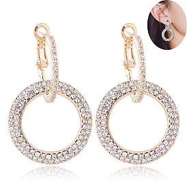Fashionable Round Circle Earrings with Shiny Rhinestones - Elegant, Unique, European and American Style