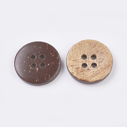 Botones de madera, 4 agujero, plano y redondo