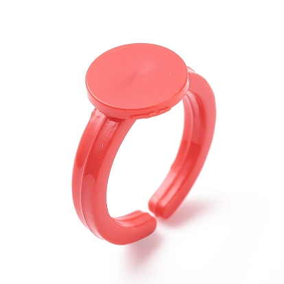 Cuff Colorful Acrylic Ring Components, for Kids, 14mm, Tray: 9mm