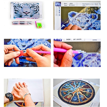 DIY Scenery Theme Diamond Painting Kits, Including Canvas, Resin Rhinestones, Diamond Sticky Pen, Tray Plate and Glue Clay