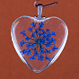 Coeur pendentifs en verre d'alliage, sans cadmium et sans plomb, avec fleurs séchées à l'intérieur